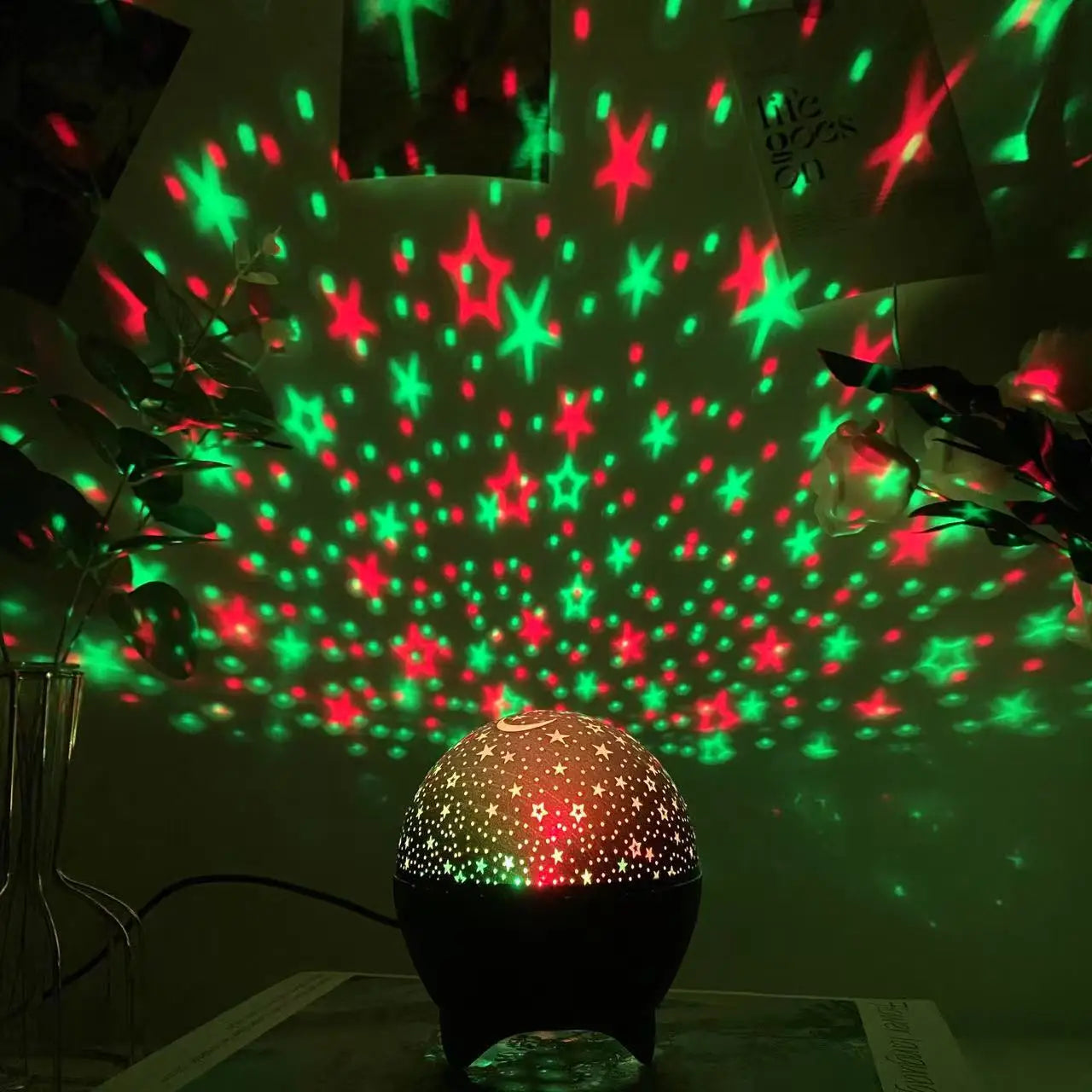 LED Night Lights Starry Sky Moon Projector Light USB Plug 7 Modes Colorful Strobe Light for Kids Room Party Galaxy Decor Gift