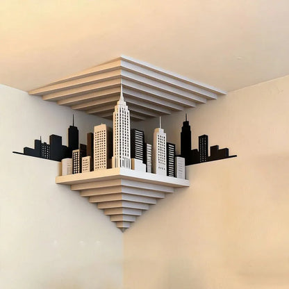 That Reshapes Reality Illusionary Optical Illusion Wall Art Sticker Impossible Corners Wall Creativity Home Decoration