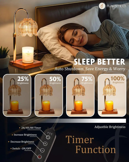 Flower Candle Warmer Lamp with Timer & Dimmer, Adjustable Height, Gift for Women Mom, Home Decor, 2 Bulbs Included