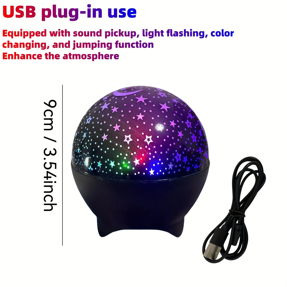 LED Night Lights Starry Sky Moon Projector Light USB Plug 7 Modes Colorful Strobe Light  for Kids Room Party Galaxy Decor Gift