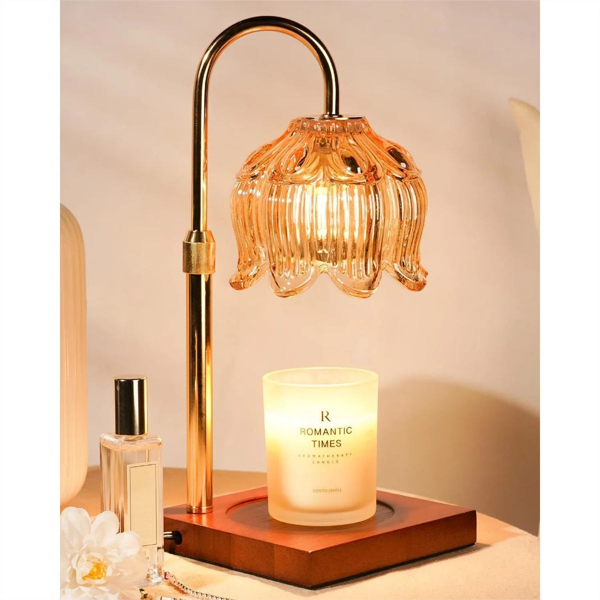 Flower Candle Warmer Lamp with Timer & Dimmer, Adjustable Height, Gift for Women Mom, Home Decor, 2 Bulbs Included