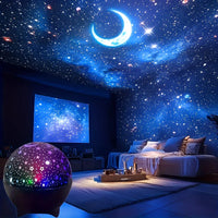 LED Night Lights Starry Sky Moon Projector Light USB Plug 7 Modes Colorful Strobe Light  for Kids Room Party Galaxy Decor Gift